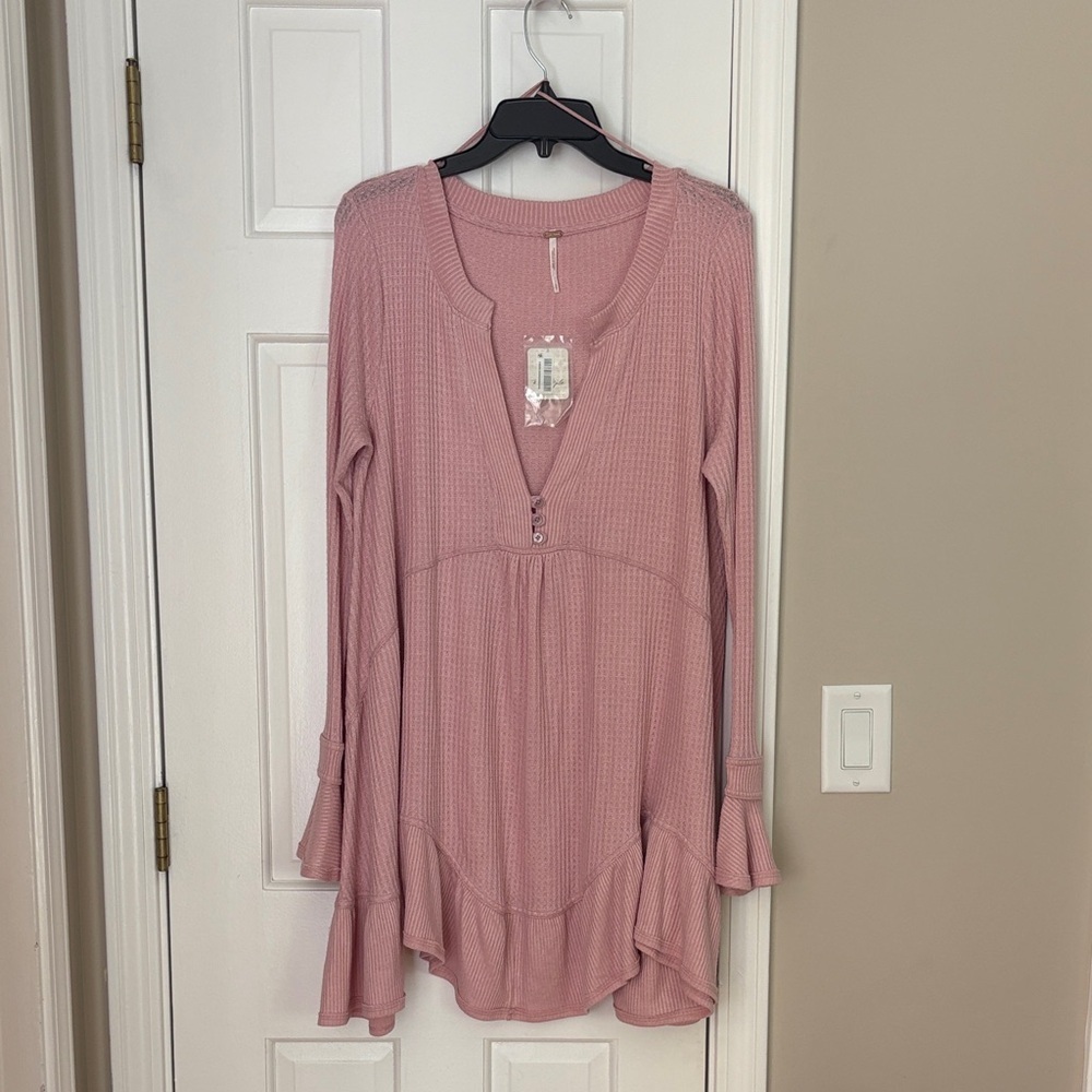Free People Pink Long Sleeve Dress